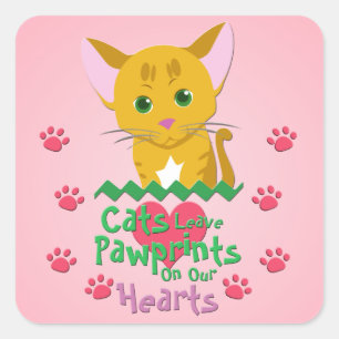 Cats Leave Pawprints Square Sticker