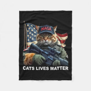 Cats Lives Problem Funny Trump 2024 Cat Fleece Blanket