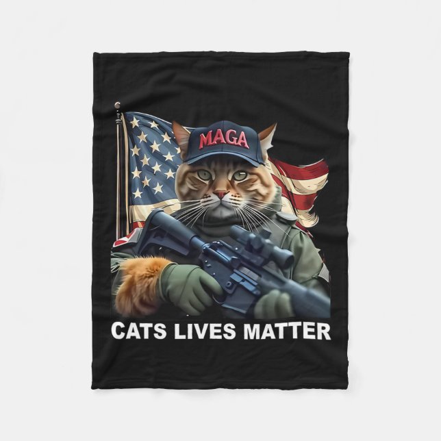 Cats Lives Problem Funny Trump 2024 Cat  Fleece Blanket (Front)