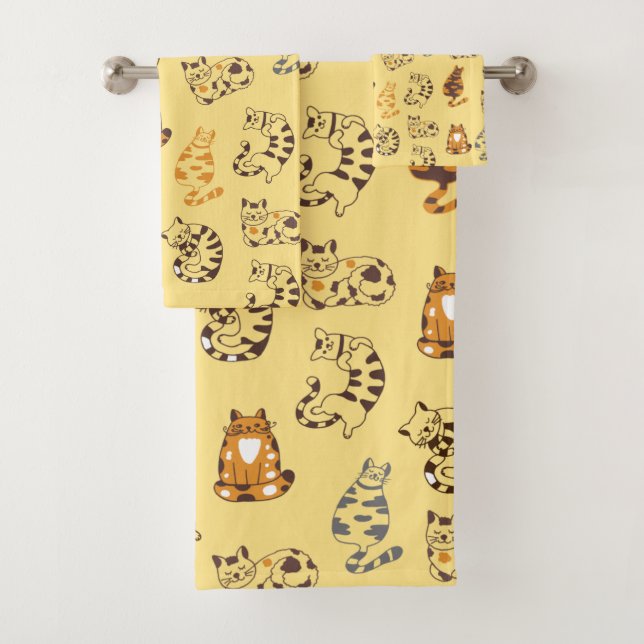 Cats Lounging Bath Towel Set (Insitu)