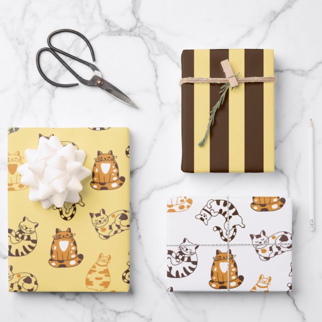 Cats Lounging Wrapping Paper Set (Front)
