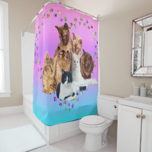 Cats Love Artsy Bathroom Decor Colors - Shower Curtain
