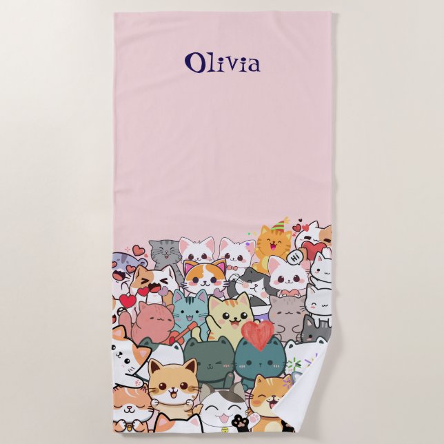 Cat's love  beach towel (Front)