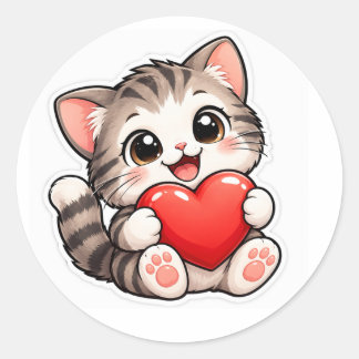 cats love classic round sticker