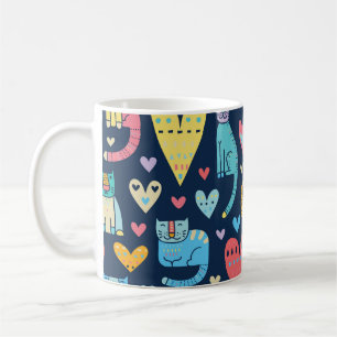 Cats Love: Colourful Vintage Seamless Coffee Mug