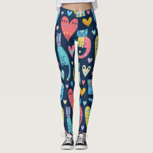 Cats Love: Colourful Vintage Seamless Leggings