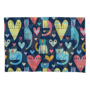Cats Love: Colourful Vintage Seamless Pillowcase