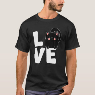 Cats Love Cute Black Kitten Cat Valentines Day T-Shirt