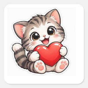 cats love square sticker