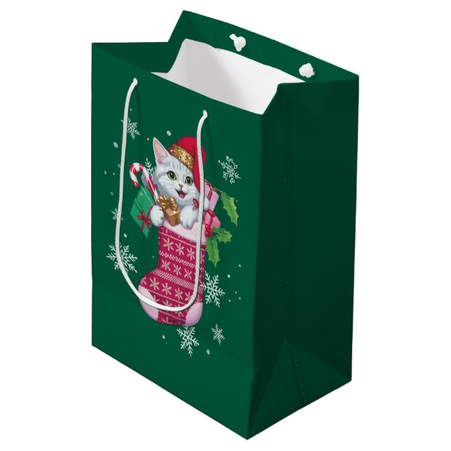 Cats Lover Christmas Funny Cats Owner Medium Gift Bag (Front Angled)