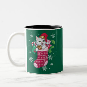 Cats Lover Christmas Funny Cats Owner Two-Tone Coffee Mug
