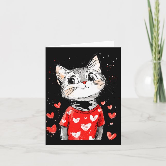 Cats Lover Heart Girls Kitten Valentine’s Day Wome Card (Front)