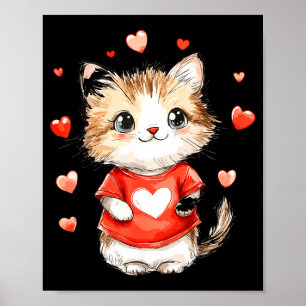 Cats Lover Heart Girls Kitten Valentine’s Day Wome Poster