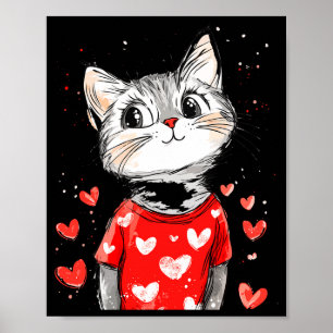 Cats Lover Heart Girls Kitten Valentine’s Day Wome Poster