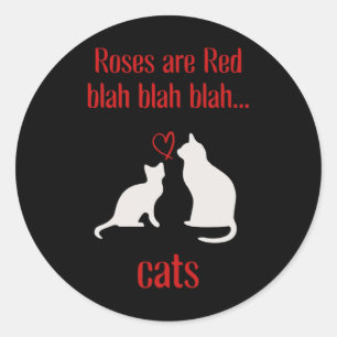 Cats Lover Rose And Red Valentine Classic Round Sticker