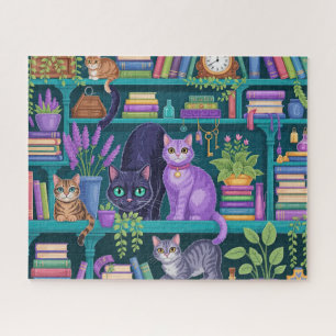Cats Magical Bookshelf Jigsaw Puzzle