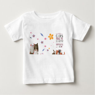 "Cats Make Me Happy" Baby T-Shirt   Cute Cartoon 