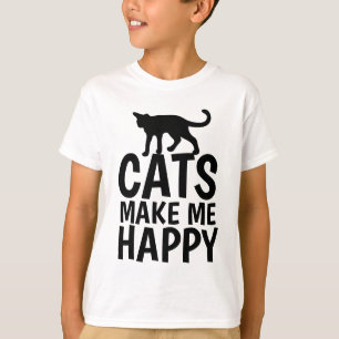 CATS MAKE ME HAPPY, Kids Cat T-shirts