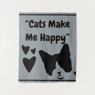 Cats Make Me Happy Medium (50" x 60") Tapestry