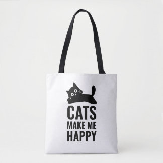 Cats make me happy tote bag