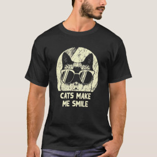 Cats Make Me Smile Motivational Quote Cat Mum Insp T-Shirt