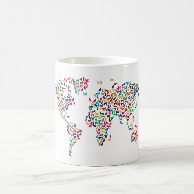 Cats Map of the World Map Coffee Mug (Center)