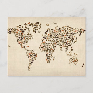 Cats Map of the World Map Postcard