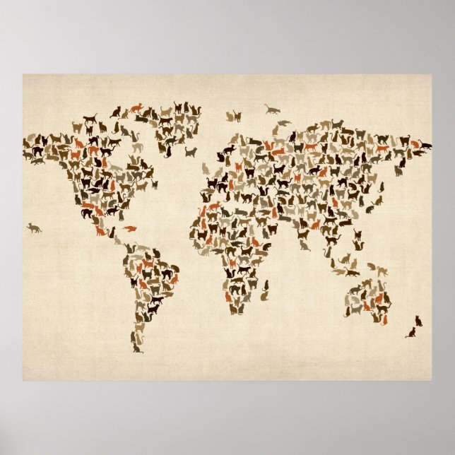 Cats Map of the World Map Poster (Front)