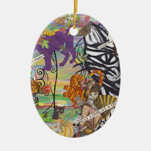 Cats May Look at a Queen Onament Ceramic Ornament (Front)
