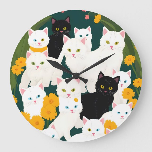 Cats Meet Up Group Large Clock (Front)