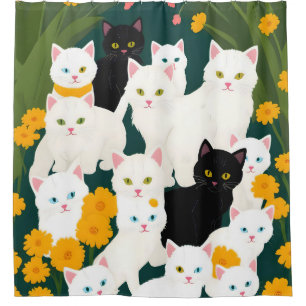 Cats Meet Up Group Shower Curtain