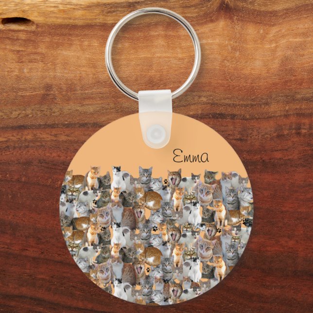 Cats meeting point - cute  key ring (Front)