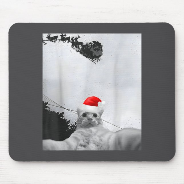 Cats Meme Funny Cat Selfie With Santa Hat Christma Mouse Pad (Front)