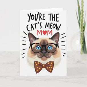 Cats Meow Moms Day Illustration Card