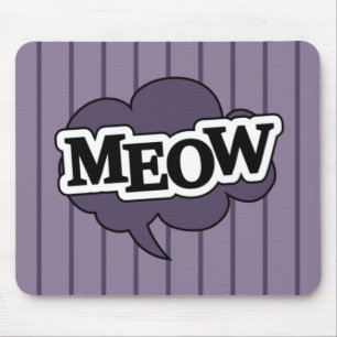 Cat's meow purple and black design mouse pad