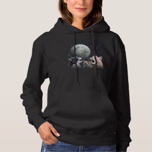 Cats Meowling At Moon Cat   Space Kitten Joke Hoodie