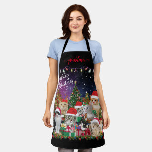 Cats Merry Christmas Light  Apron