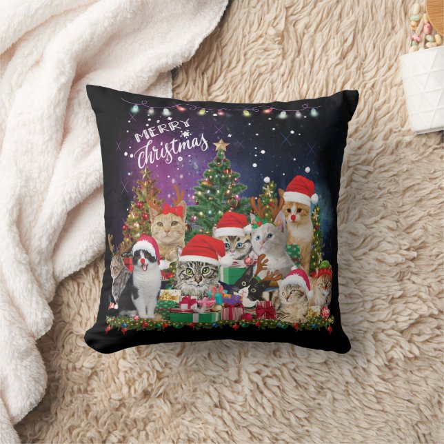 Cats Merry Christmas Light Cushion (Blanket)