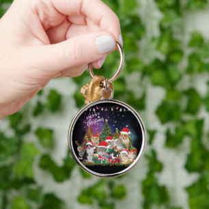 Cats Merry Christmas Light Key Ring
