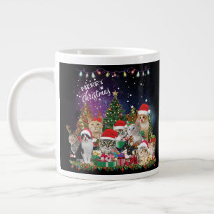 Cats Merry christmas Light Large Coffee Mug