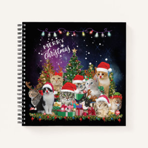 Cats Merry Christmas Light Notebook