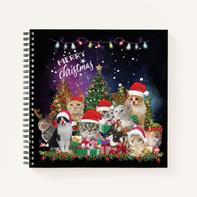 Cats Merry Christmas Light  Notebook (Front)