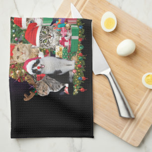 Cats Merry Christmas Light  Tea Towel