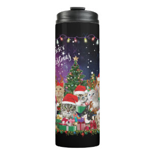 Cats Merry Christmas Light Thermal Tumbler