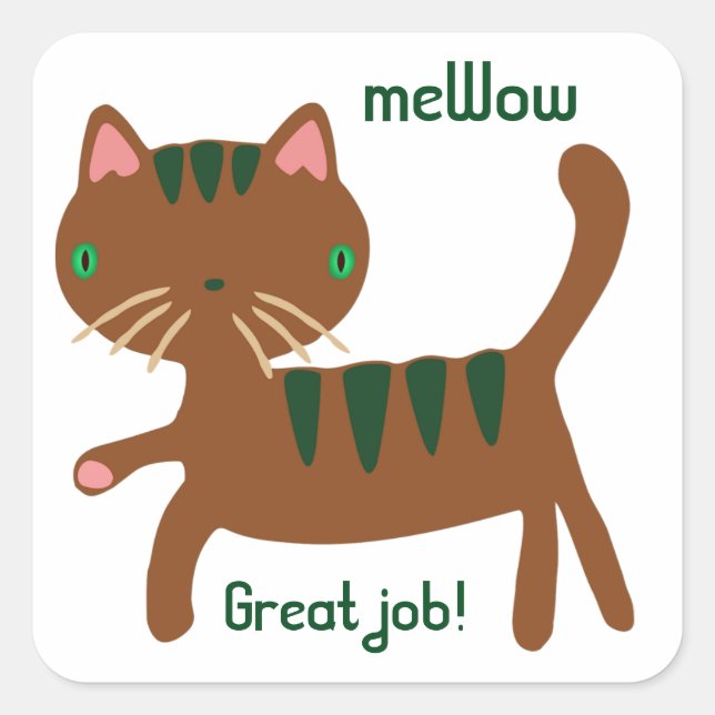Cat's meWOW Customisable Great Job Sticker Square (Front)