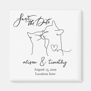 Cats Modern Minimalist Heart Save the Date Magnet