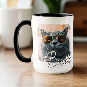 Cat's Modern Simple Cool Grunge Name and Photo Mug