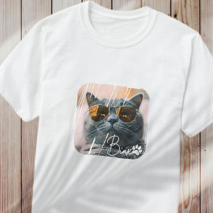 Cat's Modern Simple Cool Grunge Name and Photo T-Shirt