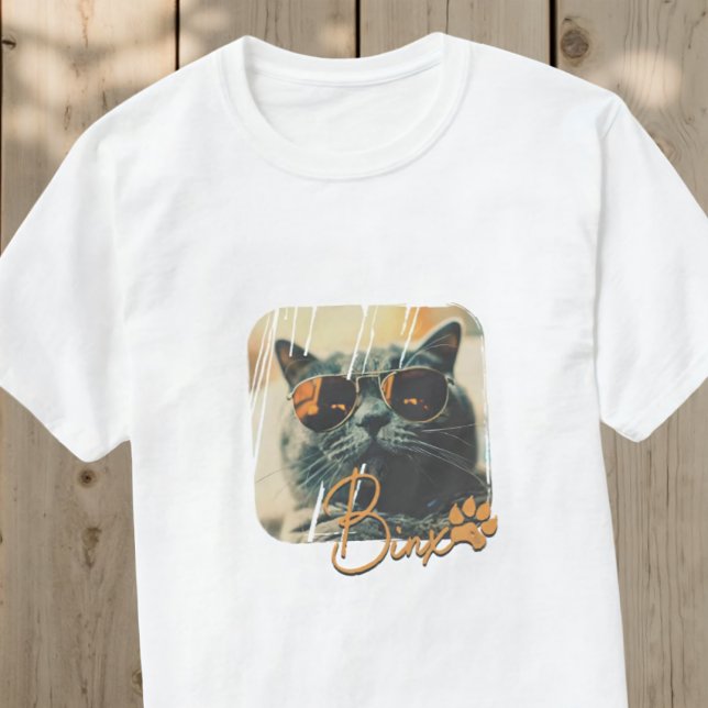 Cat's Modern Simple Cool Grunge Name and Photo T-Shirt (Creator Uploaded)