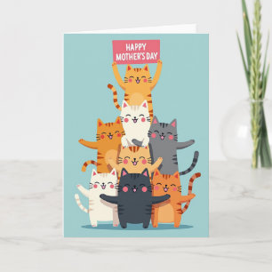 Cats Mothers Day Illustration Card